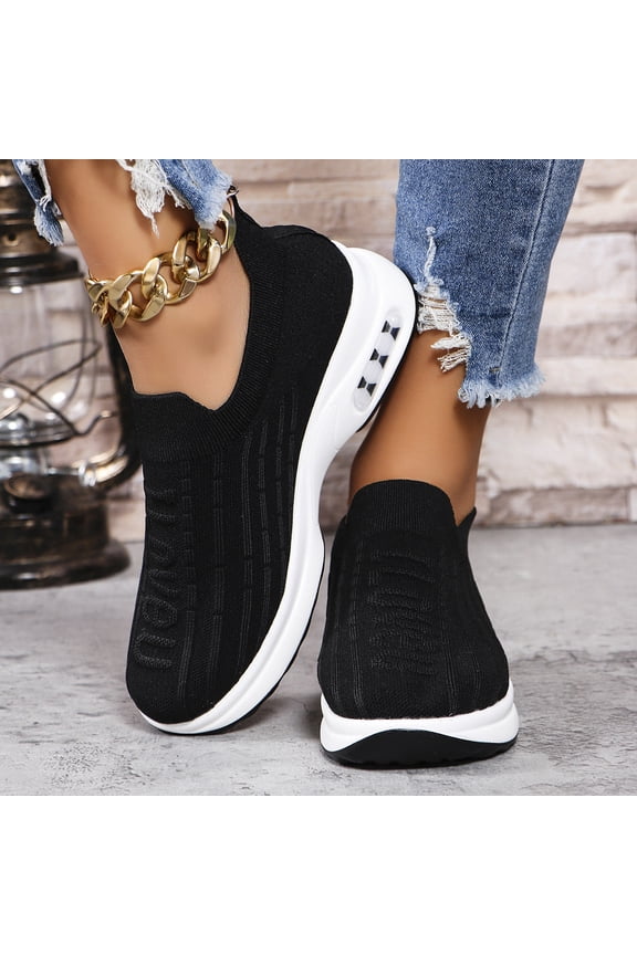 Round Toe Knit Detail Slip On