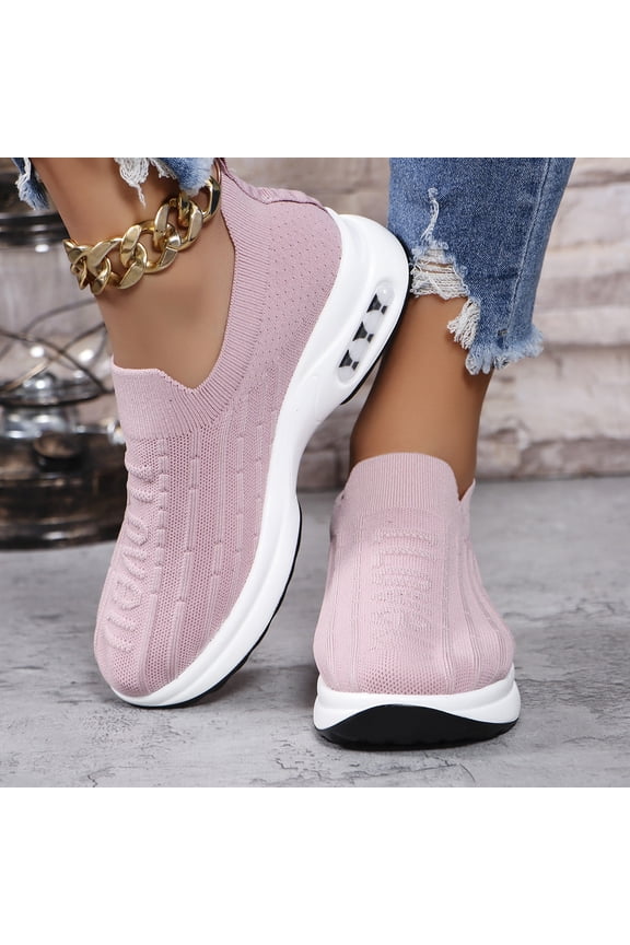 Round Toe Knit Detail Slip On