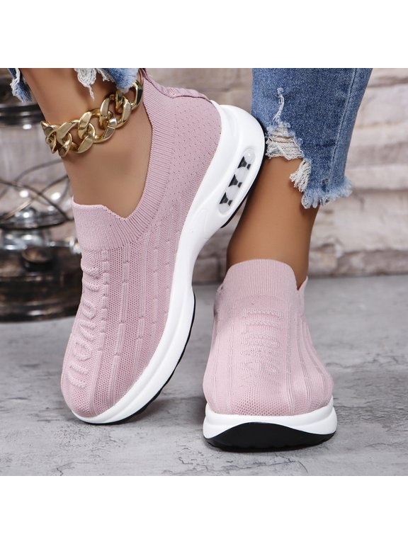 Round Toe Knit Detail Slip On