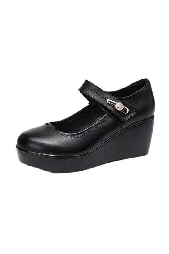 Round Toe Platform Wedge Shoes with Anti-Slip Sole and Elevated Waterproof Design