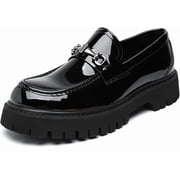Round Toe Thick Bottom Men Pumps Large Size Shallow Slip On Solid Color Metal Decoration Fashion Classic Casual Loafers Shoes