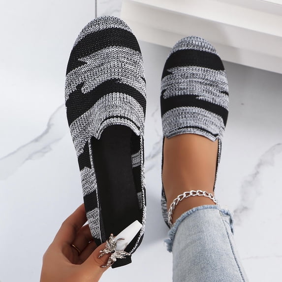Round Toe Women's Travel Walking Lightweight Casual Shoes Comfortable Plus Size Daily Wear Spring Summer Gray 6