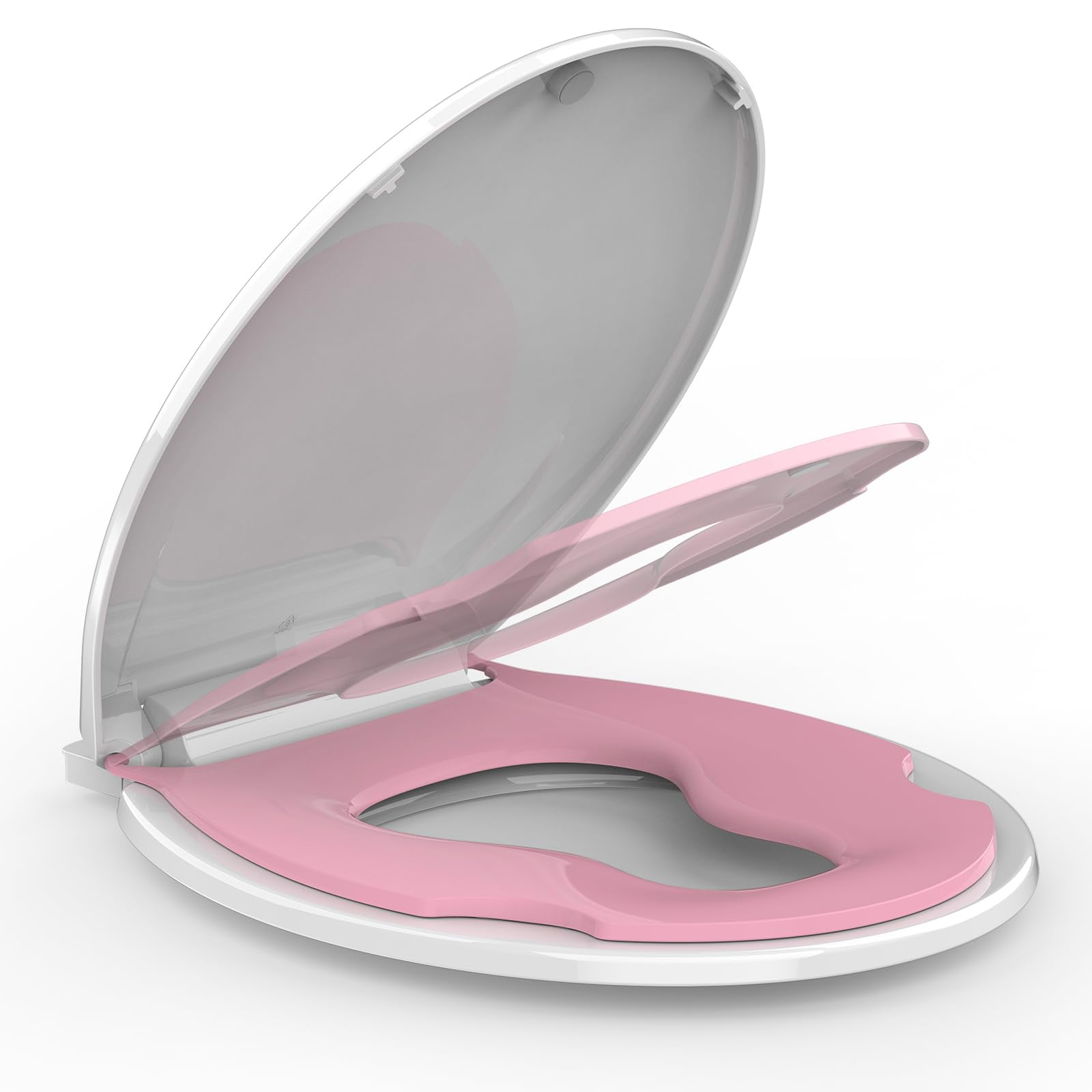 Round Toilet Seat, 16.5” Slow/Soft Close Round Toilet Seat for Round Toilets, No-Slams Quiet-Close Lid, Easy-to-Install, Durable Never-Loosen Design