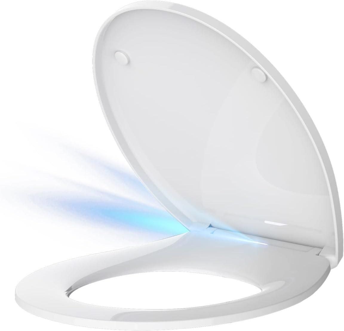 Round Toilet Seat with BuiltIn Night Light, Soft Close Toilet Seat