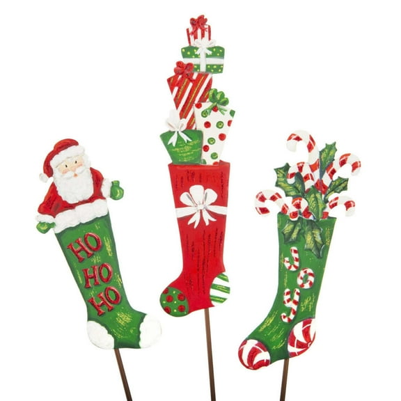 Round Top Collection Holiday Stockings Mini Christmas Joy Yard Stake C21013