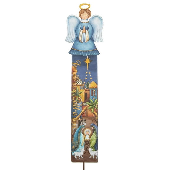 Round Top Collection Nativity Totem Pole Metal Christmas Yard Stake C21001