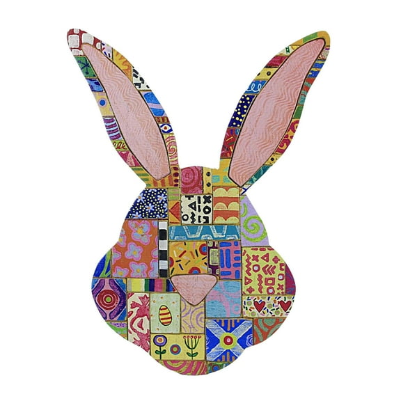 Round Top Collection Patchwood Rabbit Head Wood Easter Bunny E22084