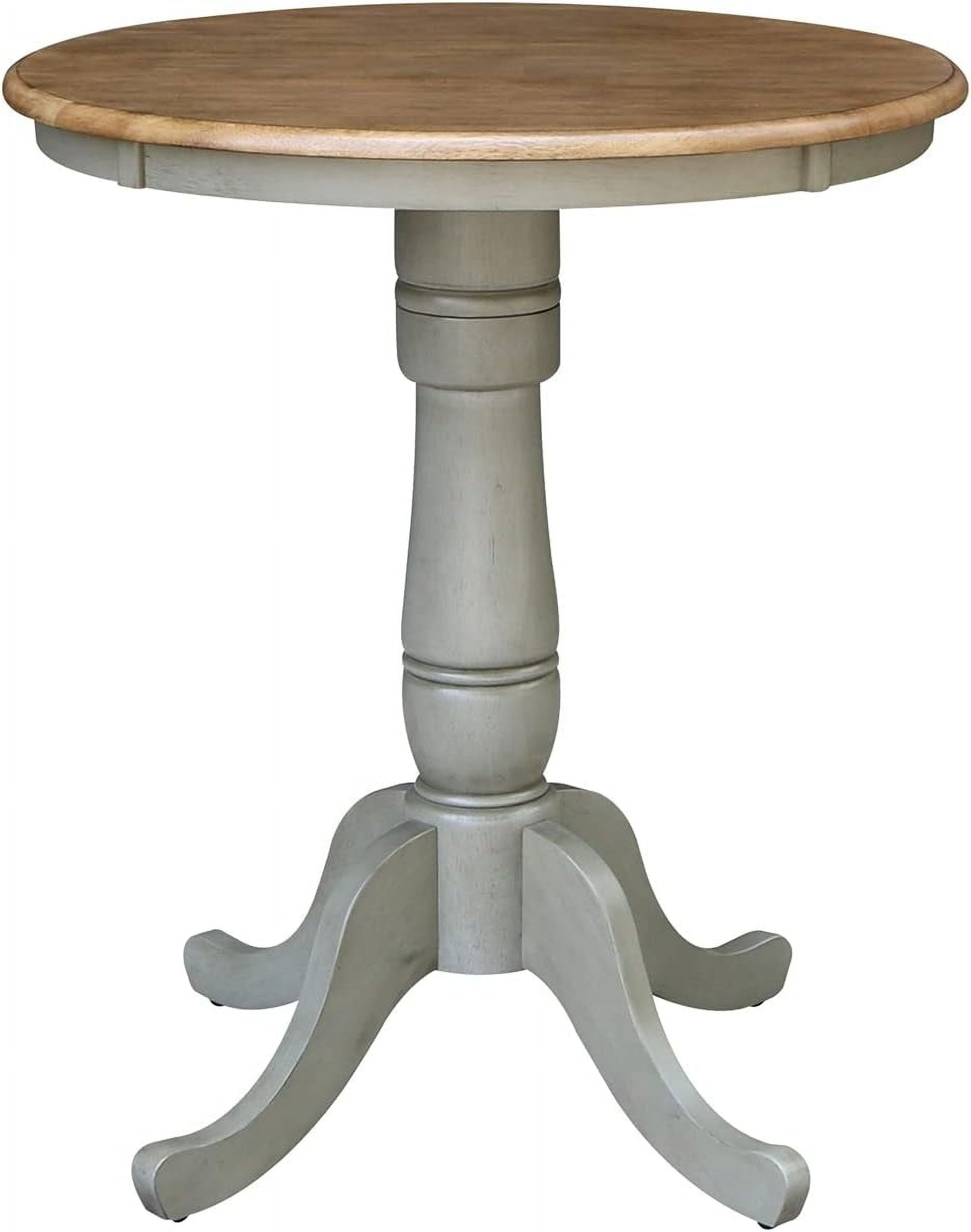 Round Top Pedestal Counter HeightDistressed Hickory/Stone Finish