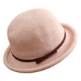 thumbnail image 1 of Round Top Rolled Lightweight Weave Design Straw Sun Hat for Women Outdoor Activities, 1 of 8