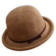 thumbnail image 1 of Round Top Rolled Lightweight Weave Design Straw Sun Hat for Women Outdoor Activities, 1 of 8