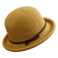 thumbnail image 1 of Round Top Rolled Lightweight Weave Design Straw Sun Hat for Women Outdoor Activities, 1 of 7