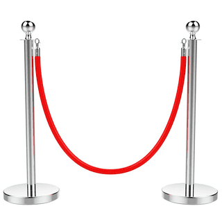 Crowd Control Rope Barrier, 78 Red Twisted Nylon, Brass End Caps and Hooks  (RPTWSBR04) 