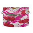thumbnail image 1 of Round Toy Storage Basket Foldable Storage Basket for Home Decor Laundry Basket20" x 14" Cherries and Daisies, 1 of 6