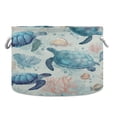 thumbnail image 1 of Round Toy Storage Basket Foldable Storage Basket for Home Decor Laundry Basket20" x 14" Deep Green Sea Turtles, 1 of 6