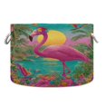 thumbnail image 1 of Round Toy Storage Basket Foldable Storage Basket for Home Decor Laundry Basket20" x 14" Flamingo Resort Style, 1 of 6