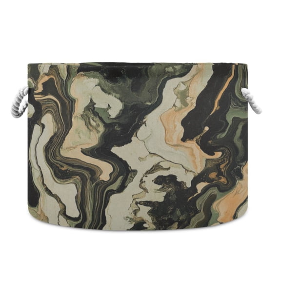 Round Toy Storage Basket Open Home Storage Bins Foldable Baskets for Toys, Laundry & Home Decor Earth Tone Camouflage