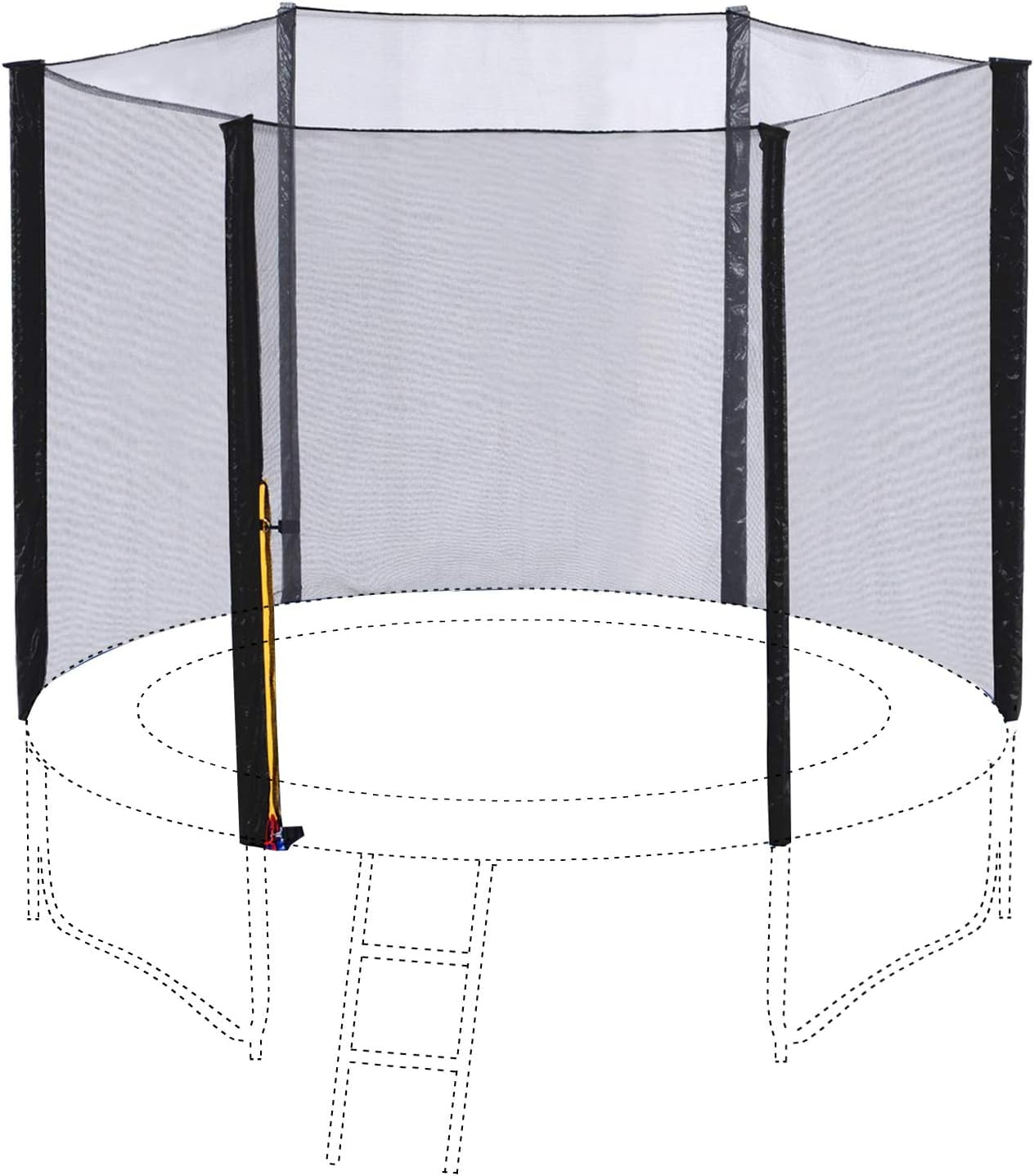 Round Trampoline Enclosure Net With Poles, 16 15 14 13 12 10 8 Foot Trampoline Safety Net