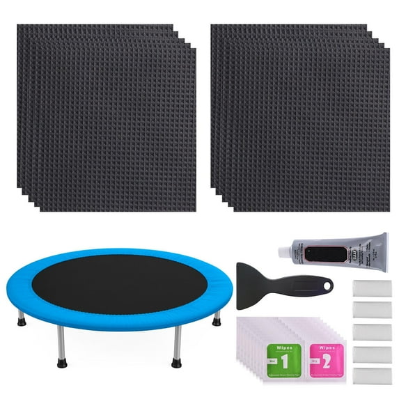 Round Trampoline Patch Repair Kit - Easy and Long-Lasting Fix for Holes or Tears - Includes 5 Patches, Glue, Scraper, and Pads