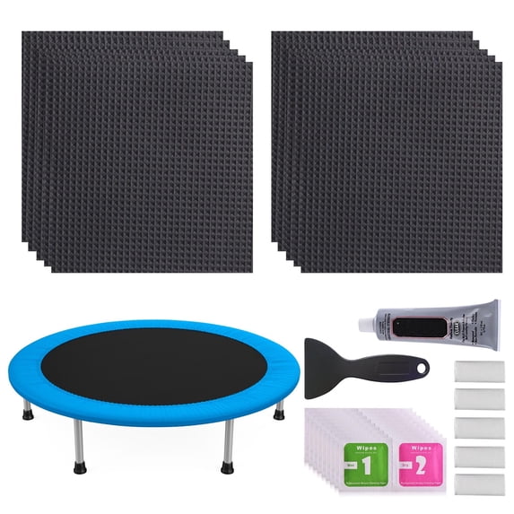 Round Trampoline Patch Repair Kit,2pc 4.1''x 4.1''Round Glue On Patches,1 glue,1 scraper,2 pads| Repair Holes or tears in a Trampoline Mat