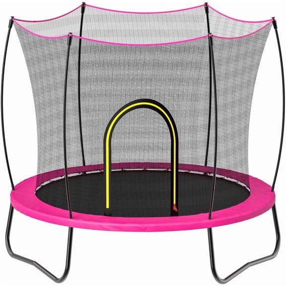 Round Trampoline with Enclosure for Backyard Use 55 Inch Diameter with Bungee Cord System and UV Resistant Safety Net