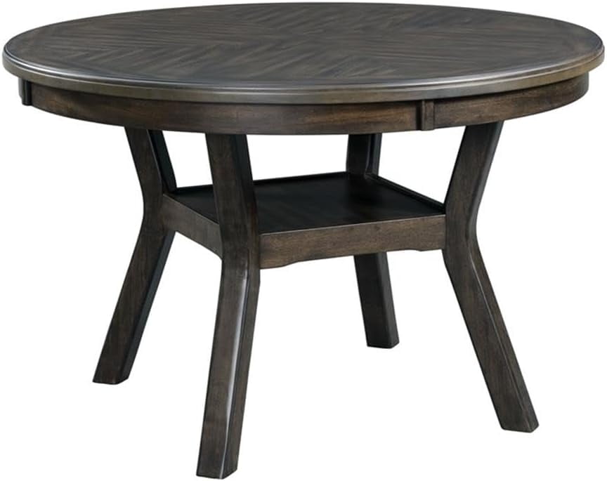 Round Transitional Wood Dining Table with Standard Height & KickedOut