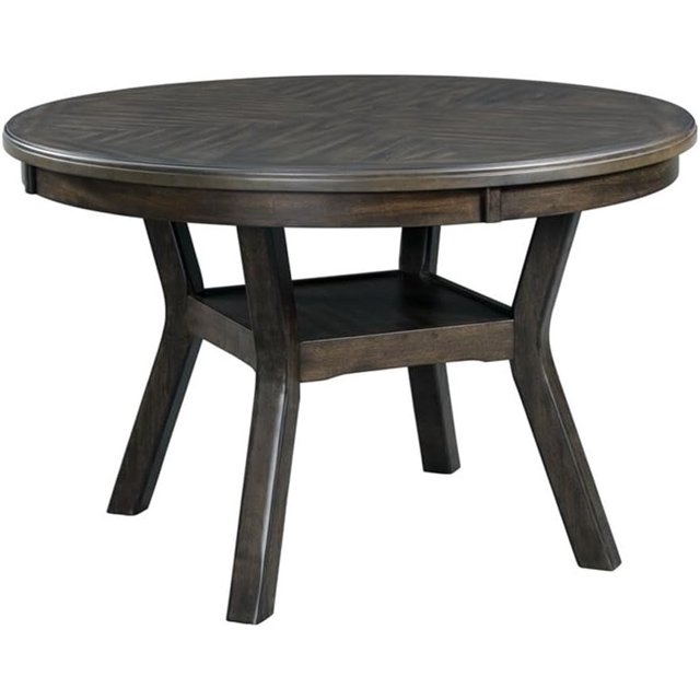 Round Transitional Wood Dining Table with Standard Height & KickedOut