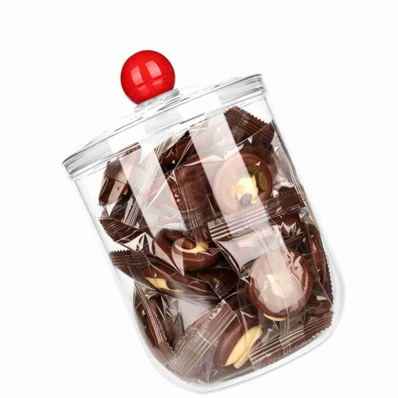 Round Transparent Plastic Cookie Jar with Knob Lid, 47oz Airtight Food Storage Container for Kitchen Pantry Candy Biscuit Nuts