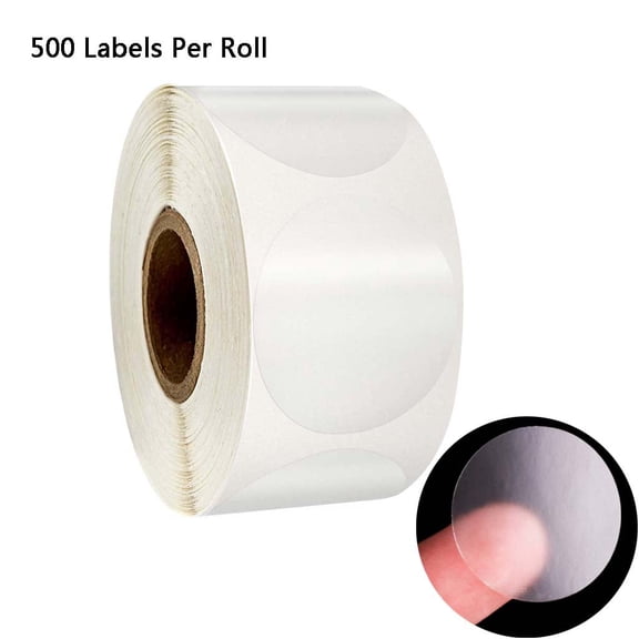 NTCLHFXU Round Transparent Stickers 500pcs/Roll, Clear Adhesive Sealer Tabs for Gift Box Wrapping Box Sealing