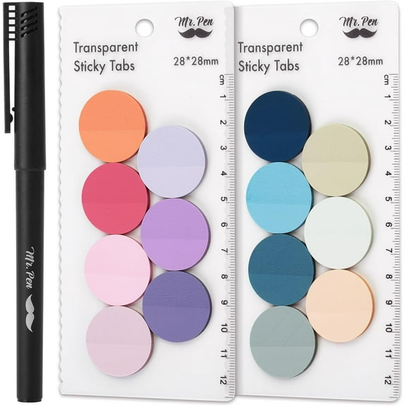- Round Transparent Sticky Notes, 1.1 Diameter, 14 Pads, 560 Sheets, Colorful, Water-Resistant See-Through Notes & Fineliner, Smooth Writing, Note Tabs for Bible Journaling, Studying