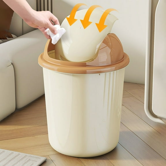 Round Trash Can With Lid Plastic Garbage Bin Odor Control Compact Design For Office Bathroom Desk Side Small Space Waste Management