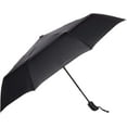 thumbnail image 1 of Round Travel Umbrella with Auto Open/Close Button, Wind-Proof Compact Design, Wind Vent, Strong Alloy Steel Frame, Soft-Grip Handle, Storage Sleeve, 11" When Closed, Black, 1 of 2