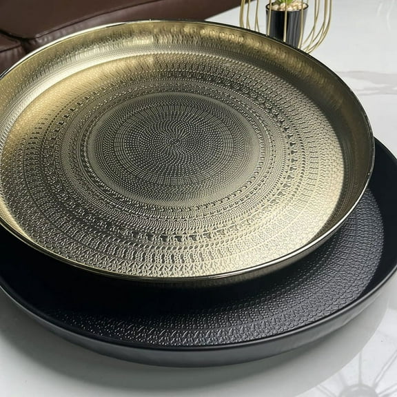 Round Tray, 13inch-Serving Tray, Luxury Decorative Tray, Coffee Table Tray, Jewelr iron00X3225