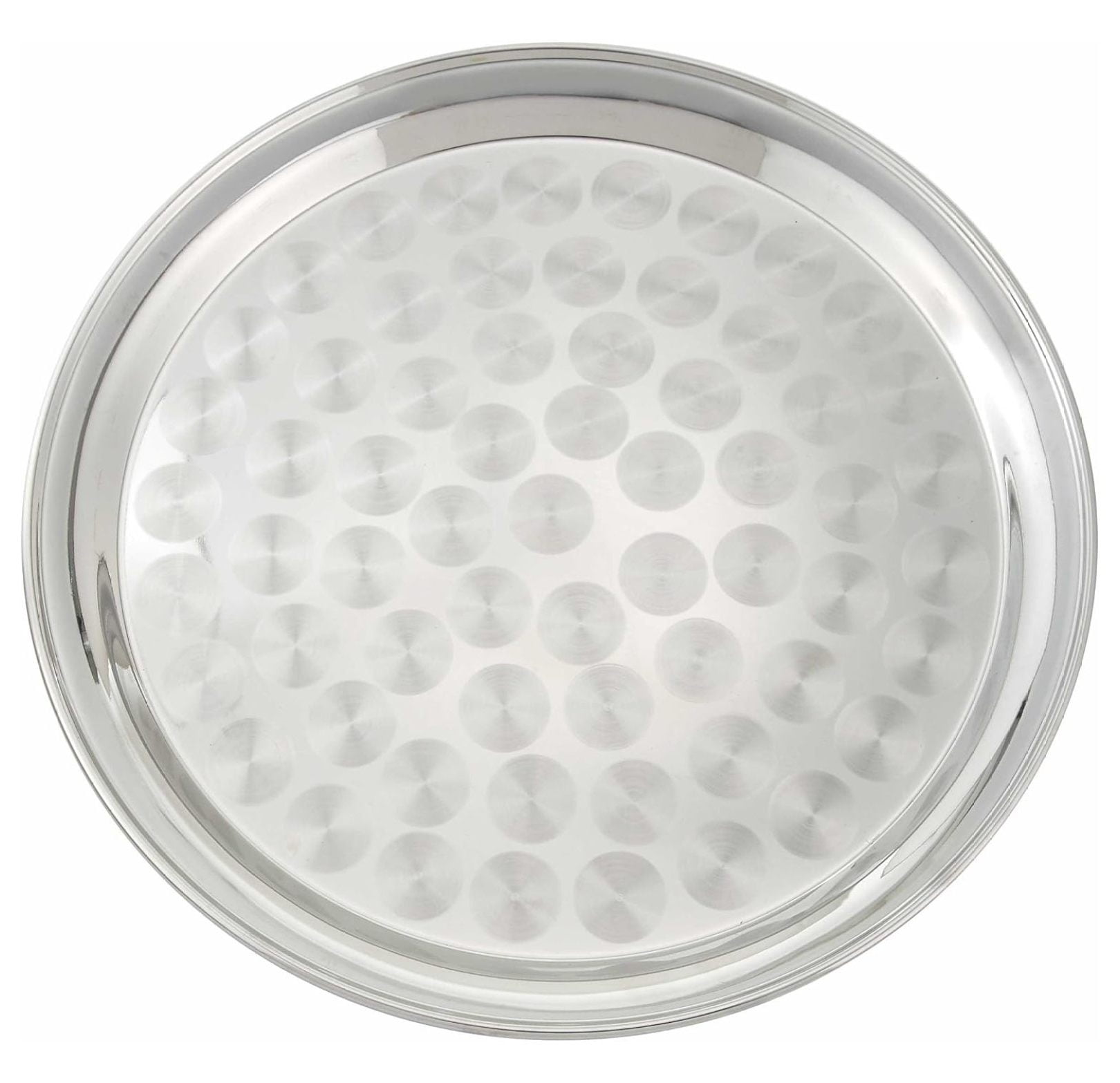 16-Inch Round Stainless Steel Swirl Pattern Serving Tray