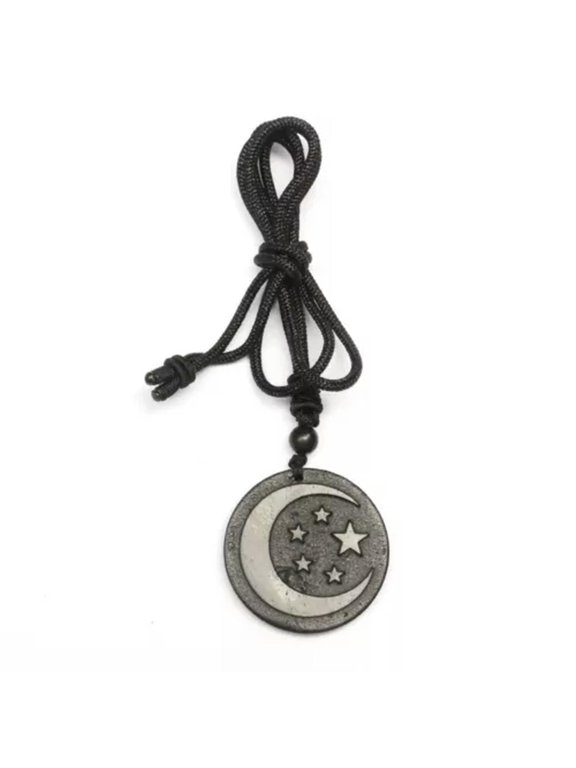 Round Triangle Shungite Stones Crystal Necklace Rope Pendant Protection EMF Gift