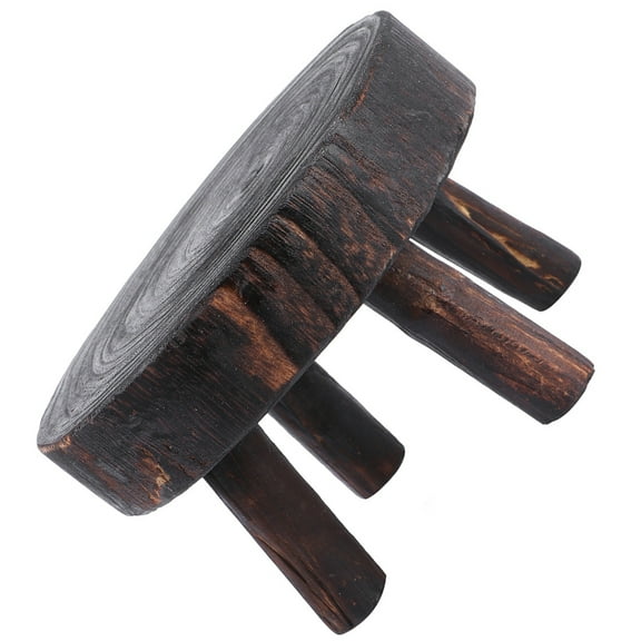 Round Tripod Tray Potted Plant Display Shelf Shelves Photo Frame Decor for Office Vintage Wood