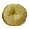 thumbnail image 1 of Round Tufted Yellow Velvet Floor Pillow, 1 of 5