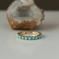 thumbnail image 1 of Round Turquoise Half Eternity Bannd Ring, 925 Sterling Silver Ring, Handmade Fine Jewelry, Prong Setting , December Birthstone, 1 of 5