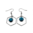 thumbnail image 1 of Round Turquoise Hexagon Silver Dangle Earrings RTHSDE, 1 of 6