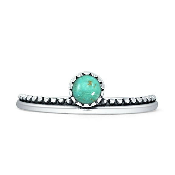 Round Turquoise Oxidized Bobble Ring 925 Sterling Silver Wholesale Size 5