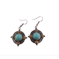 thumbnail image 1 of Round Turquoise Silver Dangle Earrings RTSDE2, 1 of 9