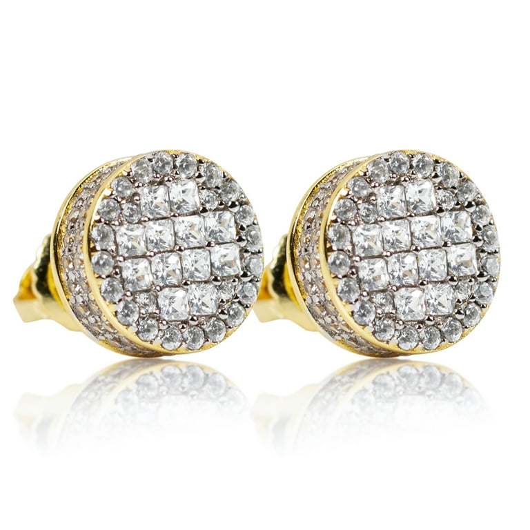 CZ Double Circle Post Earring in Gold Plate CZ Double Circle Post Earring in Gold Plate