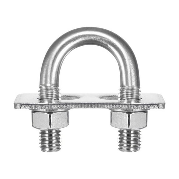 Round U-Bolts 2 Sets 27mm(1.06") Inner Width 56mm Length M10 304 Stainless Steel with Nuts Washers and Plates