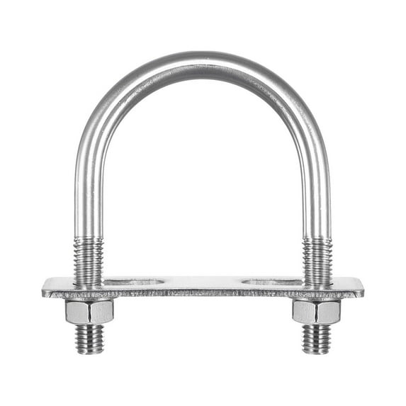 Round U-Bolts 2 Sets 59mm(2.32") Inner Width 91mm Length M10 304 Stainless Steel with Nuts Washers and Plates