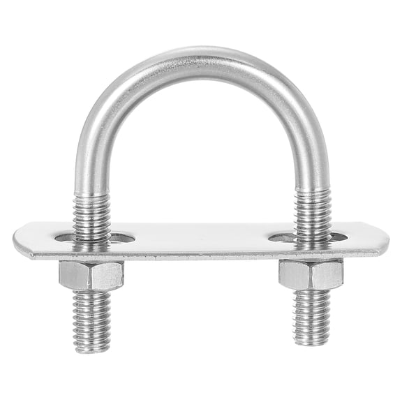 Round U-Bolts, 4 Sets 27mm(1.06") Inner Width 47mm Length M6 304 Stainless Steel U Clamp Bolt with Nuts and Plates