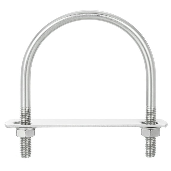 Round U-Bolts, 4 Sets 90mm(3.54") Inner Width 115mm Length M8 304 Stainless Steel U Clamp Bolt with Nuts and Plates