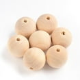 thumbnail image 1 of Round Unfinished Wood Beads Natural Wooden Loose Beads Spacer Beads Lead Free Moccasin 40x37~38mm Hole: 7mm, 1 of 2