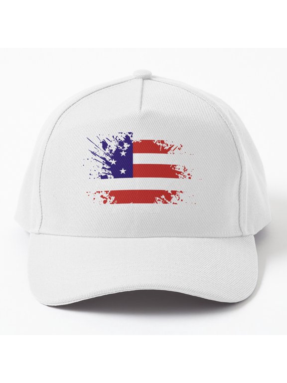 Round United States Flag Splash Baseball Cap, American Circle Graphic Design, Classic Hat