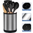 thumbnail image 1 of Round Universal Knife Holder Rotatable Stainless Steel Divided Knife Block for Countertop Space Saver Cutlery Utensil Stand, 1 of 8