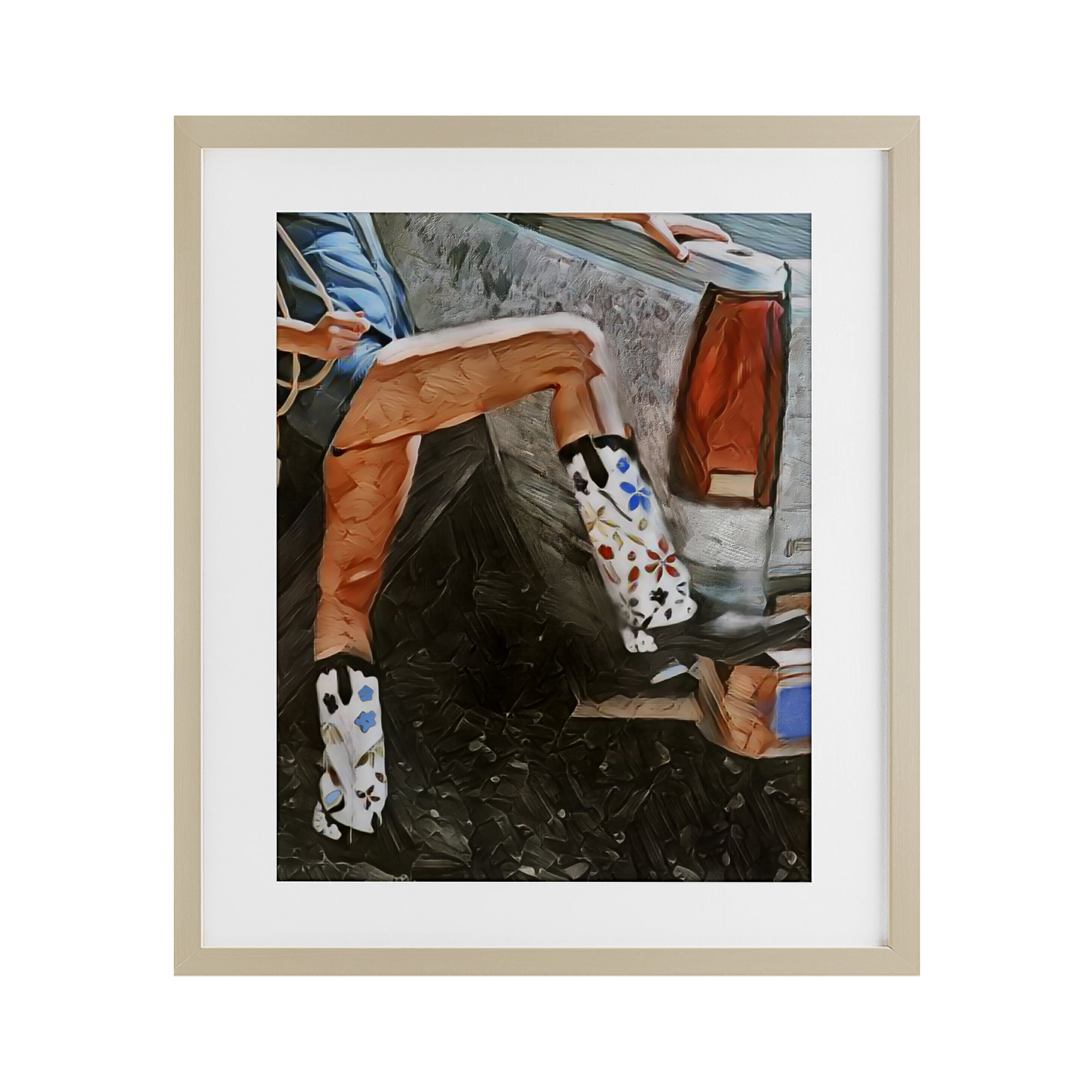 Round Up Cowgirl Boots Birch Framed Print Under Glass, design by Jesse Keith