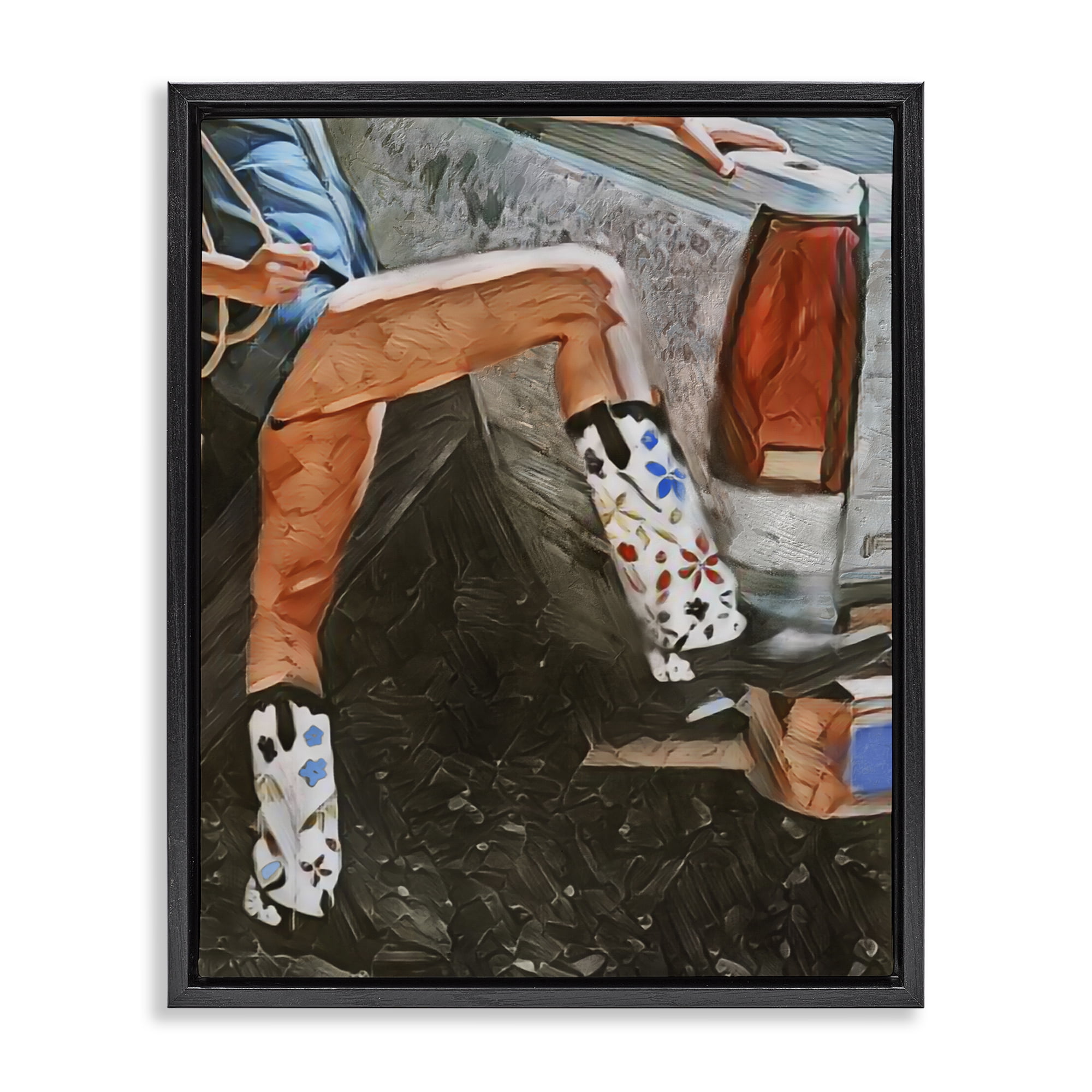 Round Up Cowgirl Boots Black Framed Floater Canvas Wall Art, design by Jesse Keith